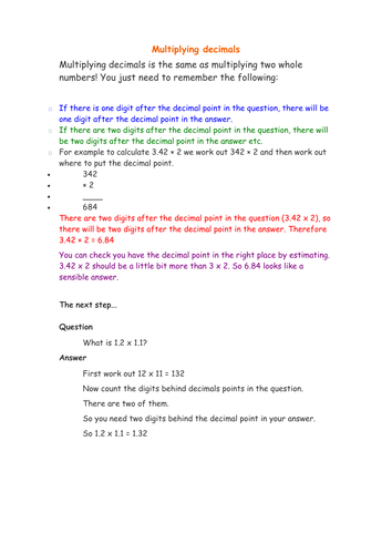 Multiplying Decimals