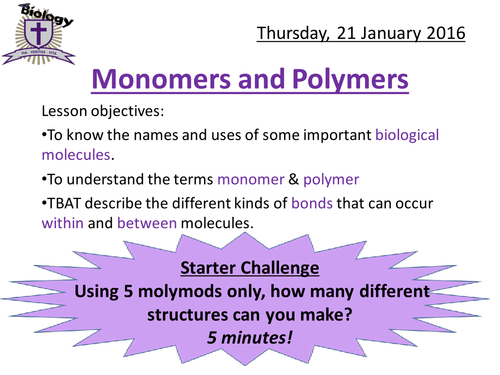 AQA AS Biology Monomers and Polymers presentation