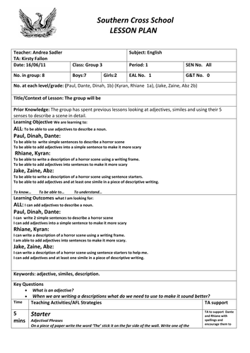 Setting the scene: describing the scene