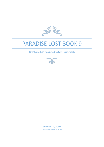 Modern Translation of Paradise Lost Book 9