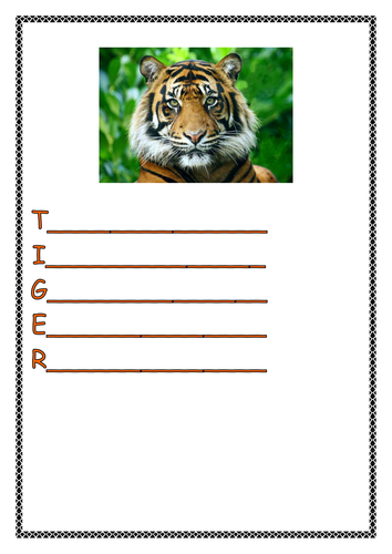 Acrostic Poem Template for 'TIGER' 