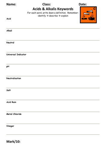 KS3 Science Keyword Homework (Complete Edition)