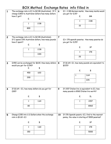 Exchange Rates (Box Method)