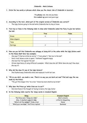 Roald Dahl Comprehension - 'Revolting Rhymes' - Part 1