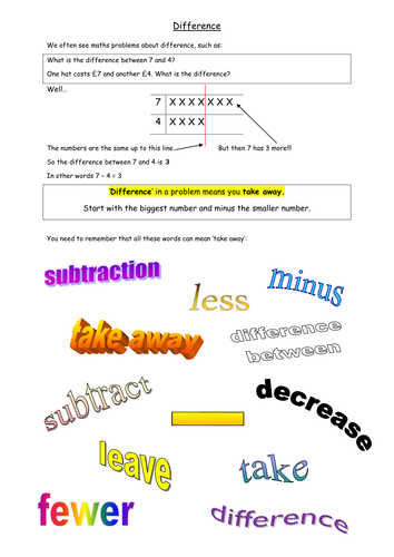 Maths KS2 - How to find the difference - fact sheet 