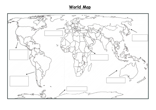 world map for students to label World Map With Continents Teaching Resources world map for students to label