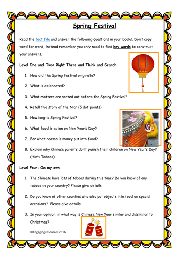 Spring Festival (Chinese New Year)  – QAR themed literacy activities