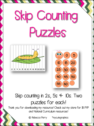 Counting in 2s 5s and 10s Puzzles - Two Puzzles - Math Activity to Practice Counting!