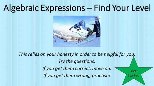 Algebraic Expressions - Find Your Level