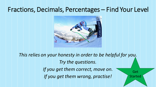 Fractions, Decimals, Percentages - Find Your Level