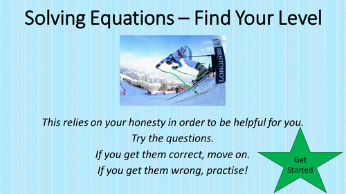 Solving Equations - Find Your Level