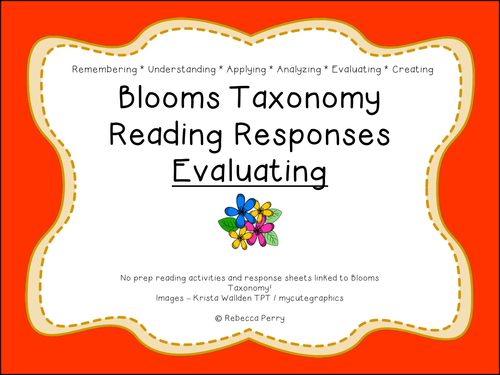 Blooms Taxonomy Reading Responses – 12 NO PREP activities for evaluating! Guided Reading!
