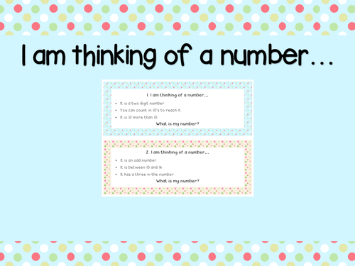 Guess My Number – Math Activity– “I Am Thinking of a Number” Cards - Problem Solving!