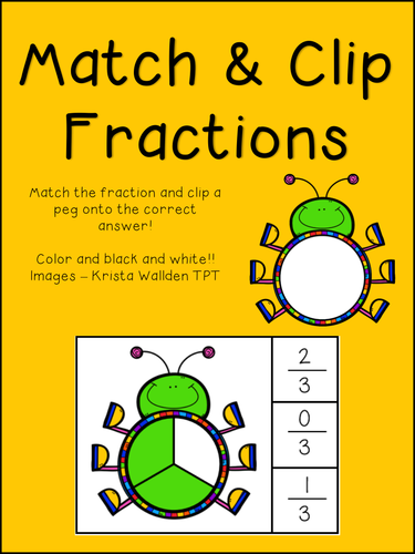 Match & Clip - Fractions - Math Activity - Print & Go!!