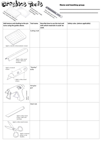 Graphics tools worksheet