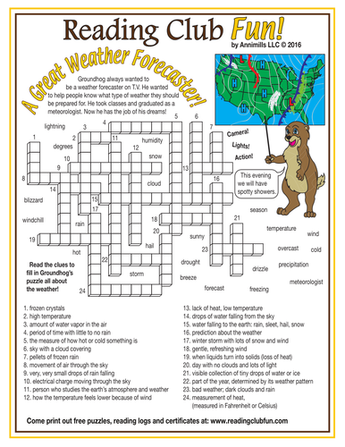 Groundhog Day and Weather Crossword Puzzle