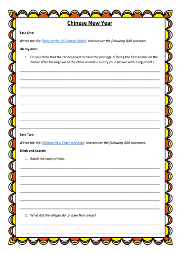 Chinese New Year – themed literacy and web based activities