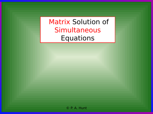Matrix Solution of Simultaneous Equations 1 (A-Level Further Maths)