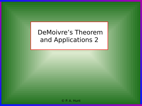 DeMoivre's Theorem and Applications 2 (A-Level Further Maths)