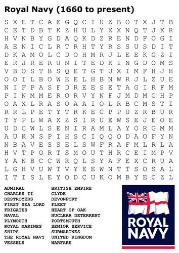 the royal navy word search teaching resources