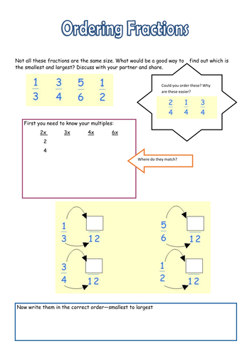 Ordering fractions - year 5/6