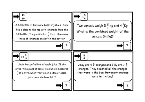 Fraction review KS3 lesson plus loop cards 