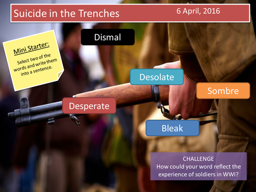 Suicide in the Trenches- Sassoon (3 lessons)