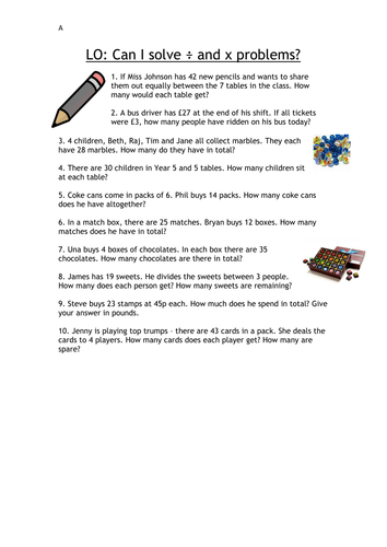 Multiplying And Dividing Word Problems Teaching Resources