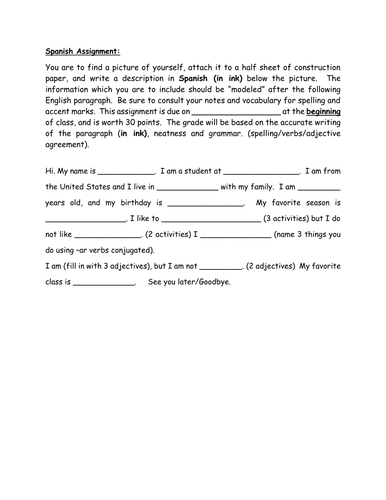 Spanish self-description mini-project