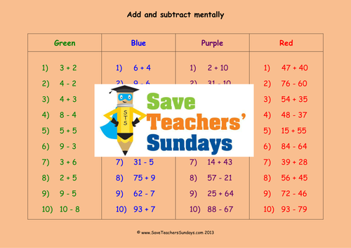 addition and subtraction ks1 worksheets lesson plans and plenary