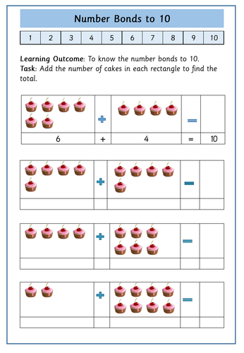 Number Bonds to 10 - 14 Differentiated Addition and Subtraction