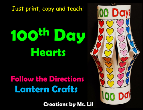 100th Day of School Craft  ::  100 Day Math  ::  100 Hearts