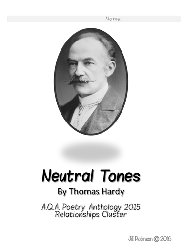 AQA Poetry Anthology - Neutral Tones - Activity Pack