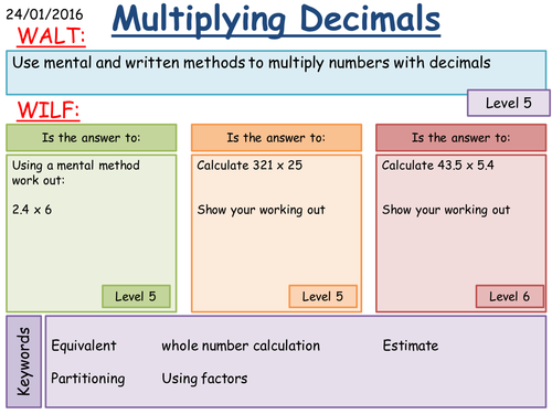 KS3: Multiplying and Dividing Decimals (Mental, Written and Calculator methods) Level 6 by ...