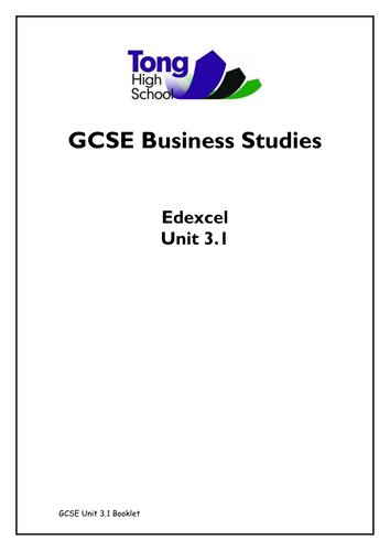 GCSE BUSINESS STUDIES EDEXCEL 3.1 REVISION GUIDE AND WORKBOOK