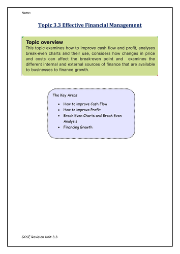 GCSE BUSINESS STUDIES EDEXCEL 3.3 REVISION GUIDE AND WORKBOOK
