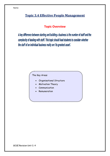 GCSE BUSINESS STUDIES EDEXCEL 3.4 REVISION GUIDE AND WORKBOOK