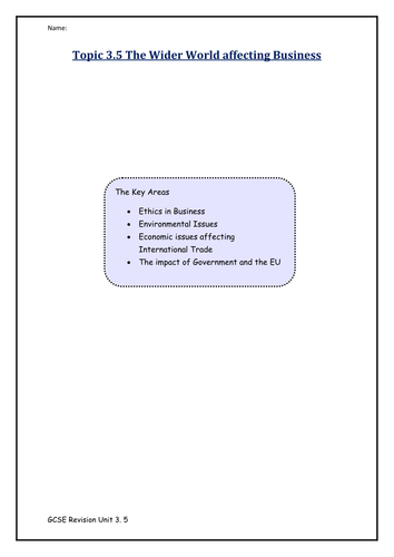 GCSE BUSINESS STUDIES EDEXCEL 3.5 REVISION GUIDE AND WORKBOOK