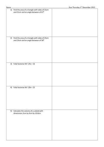 A mix of GCSE type question worksheets