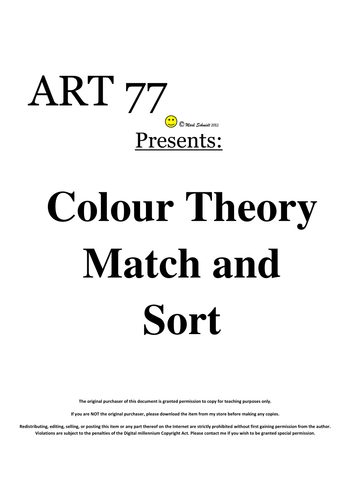 Colour Theory Match and Sort Cards