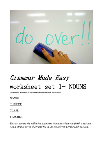 Grammar made easy-Booklet of activities for Nouns