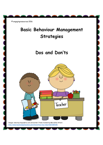 Behaviour Management Strategies For The Classroom Teaching Resources