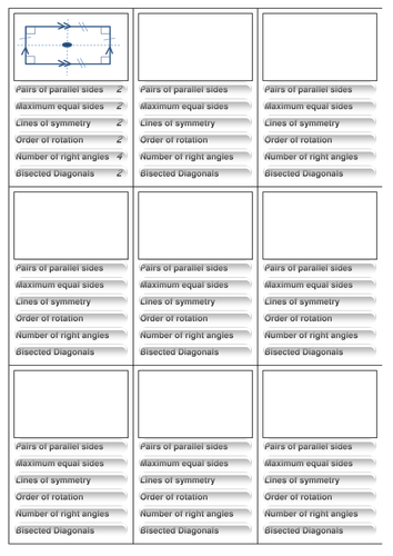 Properties of quadrilaterals Top Trumps (game)
