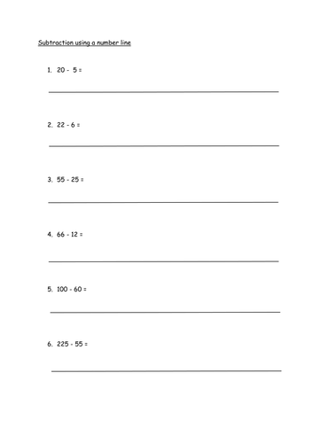 Subtraction using a number line