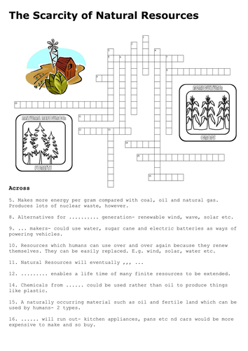 The Scarcity of Natural Resources Crossword 