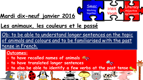 les animaux, les couleurs