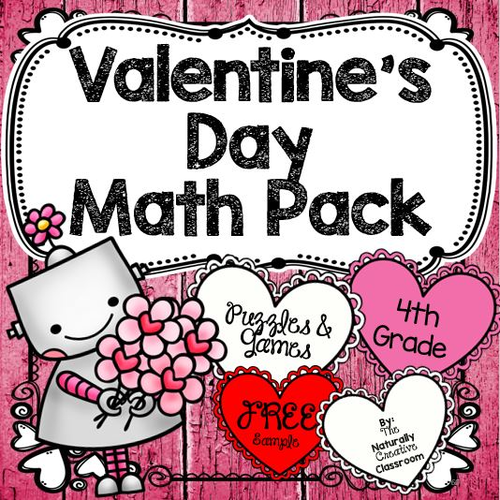 Valentine's Day Math Pack for 4th Grade