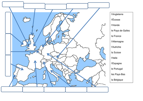 Label the countries in Europe