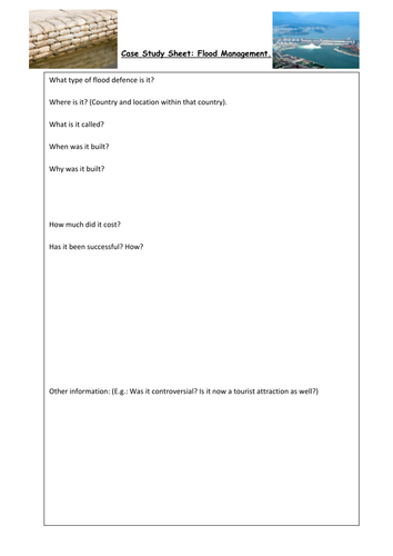 Case Study Worksheet: Flood Management 