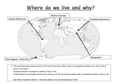 Population Map Activity Where Do We Live And Why - 